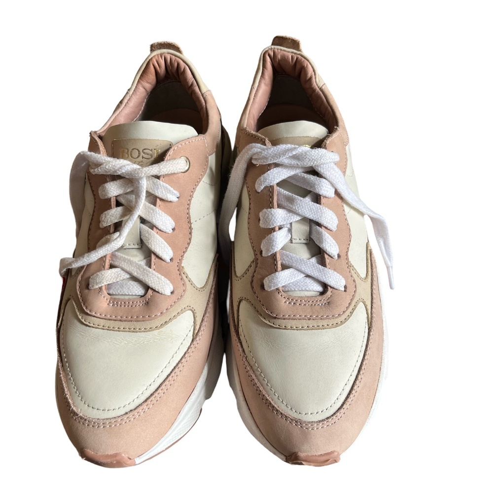 BOSI Women Leather Sneakers Size 37 Neutral Colors Pre Owned
